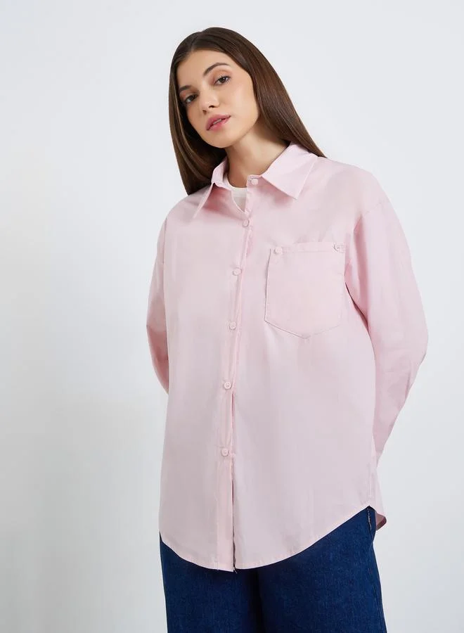 Styli Women Pink Oversized Shirt